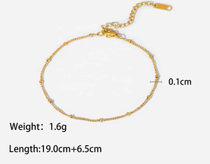 आर्टीवेट विंटेज ट्रेंडी 18k सोना प्लेटेड स्टेनलेस स्टील जियोमेट्रिक डेन्टी क्लासिक बीड चेन एंगेक्स उपहार गहने - Product Image 5