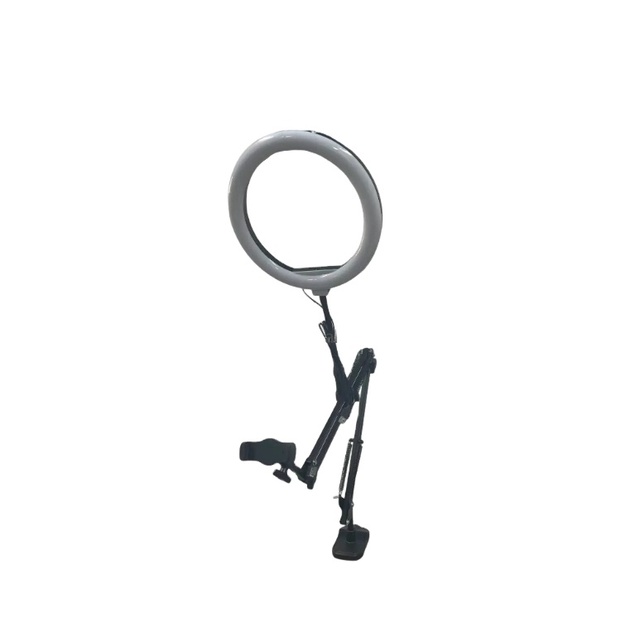 10 Inch Overhead Phone Mount with Ring Light, Adjustable Arm Stand with LED Fill Light for Food Photography, Live Streaming