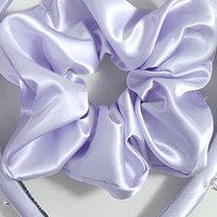 Set Ikat Rambut Satin dengan Bandana Mutiara, Aksesoris Rambut untuk Pemakaian Sehari-hari, Hadiah Pesta