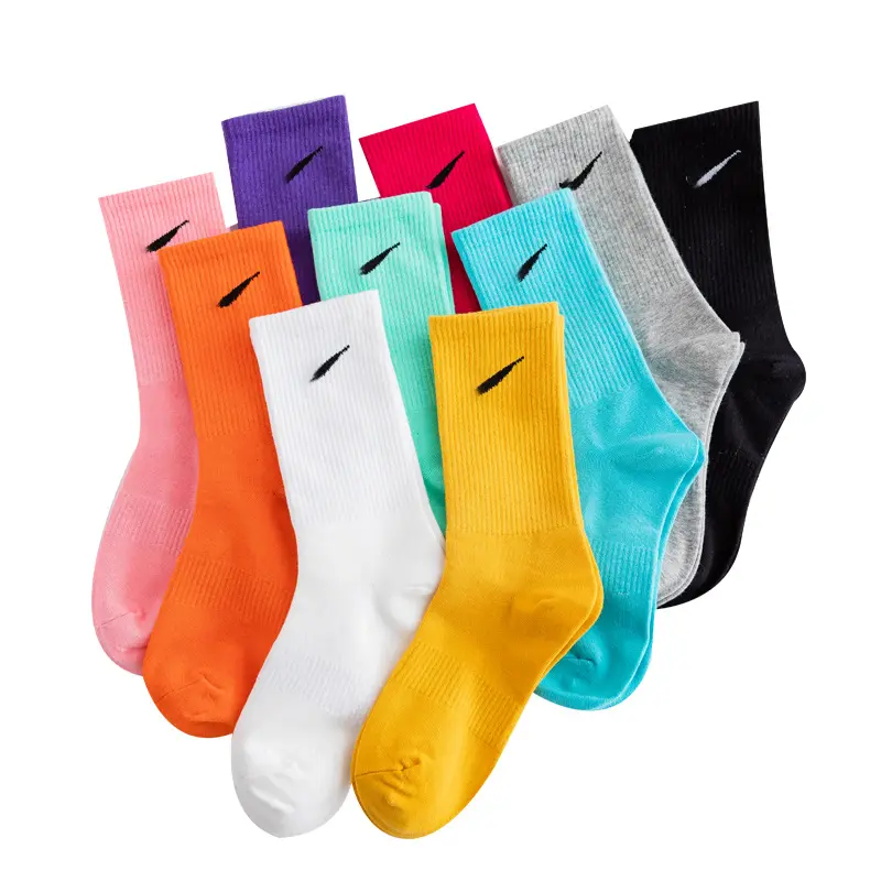 NK socks Middle tube pure color autumn/winter men's Sports socks Macaron color pure cotton women's socks