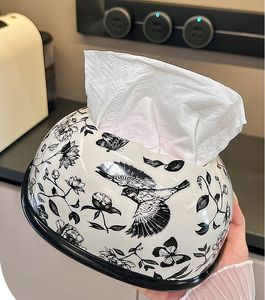 Caja de pañuelos de cerámica en blanco y negro imágenes de pájaros españoles soporte de pañuelos para coche - Product Image 5