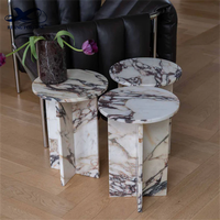 Calacatta Viola Table basse en marbre Socle bas pour salon en marbre Table basse de luxe en pierre naturelle et ronde Table d'appoint