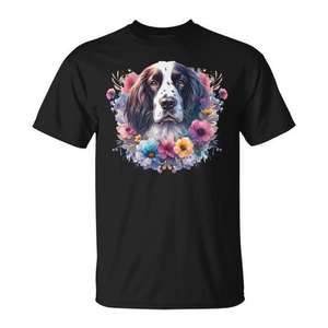 Camiseta floral con estampado de English Springer Spaniel para amantes de los perros, regalo para el día de la madre - Product Image 1