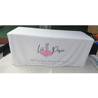 Nappe de table en polyester imperméable et extensible avec logo imprimé par sublimation personnalisée pour salon professionnel