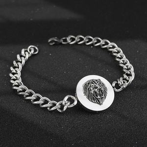 Accesorios de Joyería Hip Hop Punk, Cadena de Acero Inoxidable con Diseño de Cabeza de León, Chapado en Plata, Pulseras de Moda para Hombre - Product Image 1