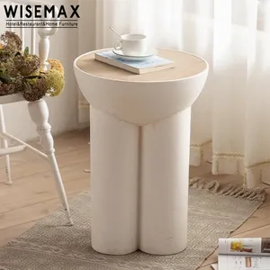 Wisemax đồ nội thất phong cách Bắc Âu nhà bàn tròn nhỏ màu trắng magiê Oxit gỗ hàng đầu sofa bên bảng cho khách sạn nhà