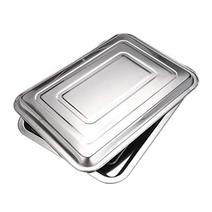 Plateau de service alimentaire en acier inoxydable 304, 27x20cm, petit format, mini plateau métallique pour la restauration, plateau à pain et biscuits, plateau de présentation et de stockage alimentaire - Product Image 1