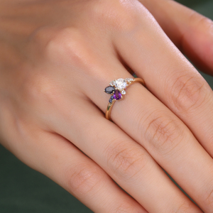 Bague élégante et minimaliste pour jeune étudiante, en or jaune véritable 14k 18k, avec diamant de laboratoire taille ronde, pour usage quotidien. - Product Image 3
