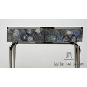 Mesa Consola de Lujo en Blanco y Negro, Mueble Moderno para Sala de Estar, Mesa Consola Rectangular con Tapa de Mármol, Modelo 01 - Product Image 3