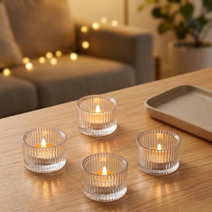 Ensemble de bougies votives <span class=keywords><strong>en</strong></span> <span class=keywords><strong>verre</strong></span> à rayures verticales, multicolores, pour créer une ambiance chaleureuse à la maison, bougies décoratives parfumées - Product Image 6