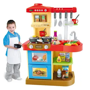 Electric Pretend Play Kitchen Toy Cooking Food Toys for Girls Kids 28pcs Preschool Kitchen Set Toys with Lights&Music