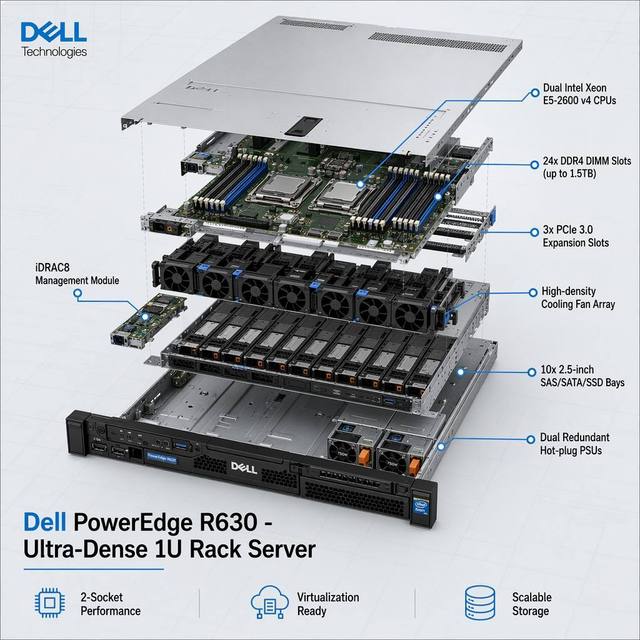 Original Poweredge R630 Intel Xeon E5-2680 V4 R630 R640 Rack Server