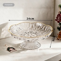 Luxe gepolijste gouden rand hoge fruit- en snoep schaal voor de woonkamer, voor het presenteren van desserts en snoepjes