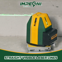 Niveau laser industriel à faisceau vert croisé, base rotative à 360°, alimenté par batterie au lithium, pour la construction, le carrelage et la mise en alignement des murs