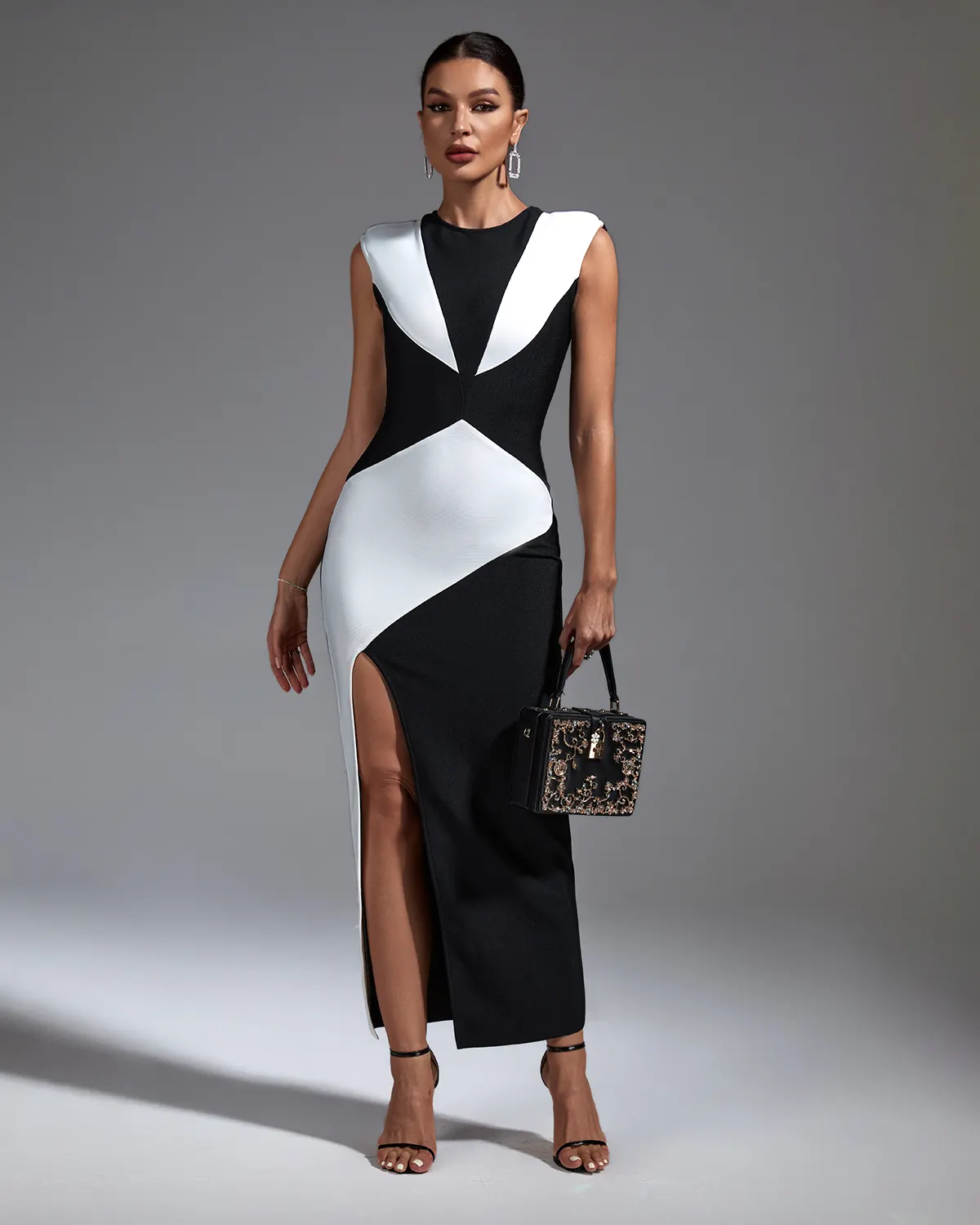 Ocstrade Fall 2023 Women Clothes Sleeveless Tube Top Black And White Striped Maxi Dress Split Bandage Dresses For Women Elegant