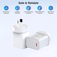 Cargador de Pared USB C con Enchufe AU PD0202 20W, Cargador Rápido PD con Puerto USB C Único, Blanco, para iPhone y Samsung