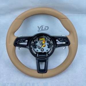 Volante Plano de Cuero Genuino a <span class=keywords><strong>Precio</strong></span> de Fábrica YLD para Porsche Macan, Panamera, <span class=keywords><strong>Cayenne</strong></span>, 911, 718, 991, Volante Personalizado - Product Image 3