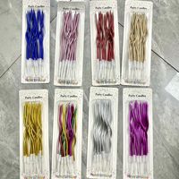Bougies d'anniversaire courbées colorées plaquées or en gros pour fêtes et décorations de pâtisserie, emballage sur carte à ventouse