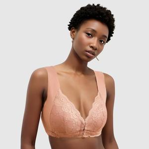 ชุดชั้นในผู้หญิงแฟชั่นแบบไร้โครง ผ้าลูกไม้ ไซส์พลัส ขายดีที่สุด ดีไซน์เซ็กซี่ ติดกระดุมด้านหน้า - Product Image 1