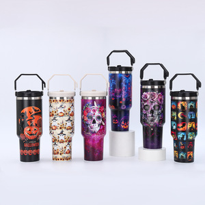 Vaso Térmico de Acero Inoxidable de 40 oz, Personalizado para Camping y Viajes, Antiderrames, con Asa y Pajita Abatible, Estilo Americano - Product Image 5