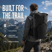 Sac à dos de camping imperméable à châssis interne 36L, capacité personnalisable, sac de randonnée durable avec dos rembourré