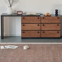 Coiffeuse de maquillage en bois massif de style médiéval vintage avec tiroirs intégrés, design rétro multi-niveaux pour chambre à coucher au pied du lit