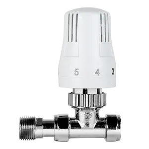 Straight valve white TRV head chrome finish trv thermostatic valve radiator thermostat valve