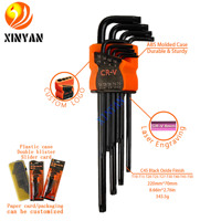Set Kunci Torx Metrik Lengan Panjang XINYAN FH-MC-CK 9 Buah, Baja C45, Finishing Oksida Hitam, Pegangan ABS, Garansi 3 Tahun