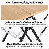 Mesa Plegable de Bambú Estilo Maletín, Mesa Ligera para Acampar, Picnic, Dormitorio, Balcón y Estación de Trabajo para Portátil