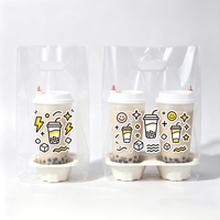 Sacs de transport en plastique PE transparents pour café à emporter, gobelets à boisson, emballage alimentaire personnalisé, vente en gros