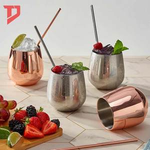 Custom Logo Metal Wine <strong>Tumblers</strong> Shot Glass 16oz 18oz Gold Copper Sliver Stainless Steel Stemless Wine Glass - Product Image 3