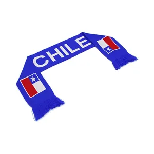高品质最佳定制智利国旗批发高品质针织运动迷足球围巾