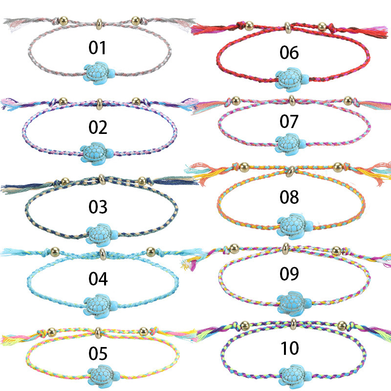 Factory Price Hot Turquoise Turtle Anklet Boho Beach Anklet Rope Multicolor Foot Chain Jewelry Rope Anklet For Women