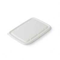 Barquette alimentaire jetable moulée en bagasse blanche écologique et biodégradable, à 4 compartiments, avec emballage en boîte en papier