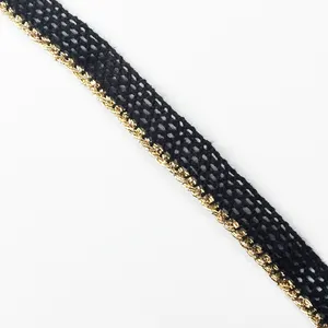 1 yard 10 millimetri poliestere oro sling tessitura filo intrecciato sciarpe manica del merletto del nastro di cucito FAI DA TE accessori di abbigliamento