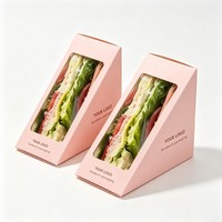 Scatola Triangolare per Sandwich all'Ingrosso, Scatola di Carta per Sandwich con Finestra, Scatola di Carta Personalizzata per Snack