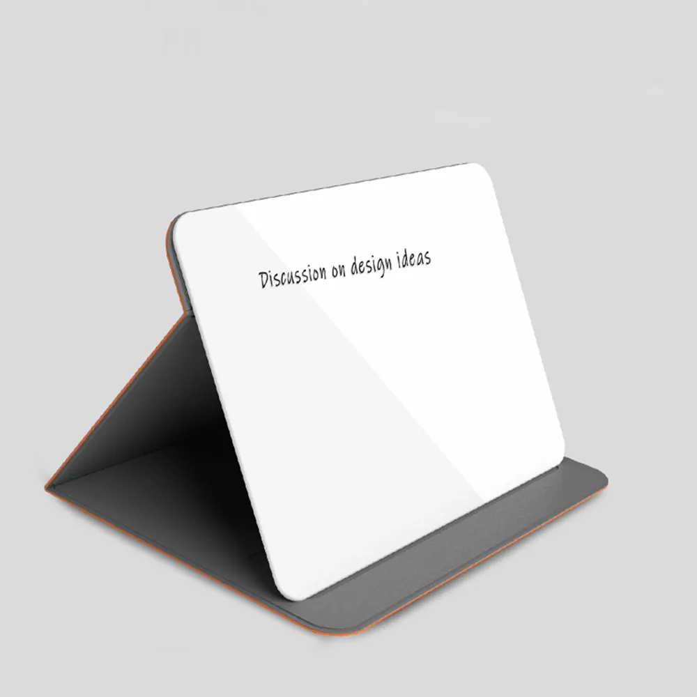 Papan Tulis Lipat Magnetik, Papan Kaca Desktop dengan Penutup PU, Tinggi dan Sudut Papan Kuda-kuda Yang Dapat Disesuaikan