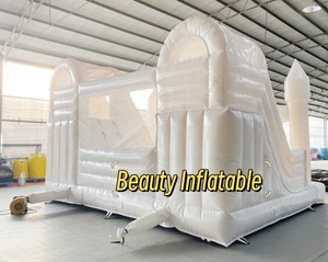 Thương mại lâu đài bơm hơi PVC trắng với Combo trượt hai làn cho tiệc cưới cho các sự kiện ngoài trời - Product Image 5