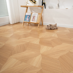 Plancher en bois composite renforcé <span class=keywords><strong>à</strong></span> motif de feuille de lotus, crème, chevrons, résistant <span class=keywords><strong>à</strong></span> l'eau, résistant <span class=keywords><strong>à</strong></span> l'usure, stratifié diamant pour la maison - Product Image 5