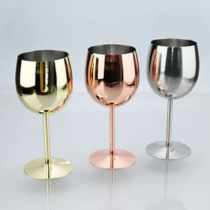 Verre à vin rouge de luxe en acier inoxydable incassable plaqué or cuivre coloré personnalisé de 12 oz pour mariage et fête - Product Image 1