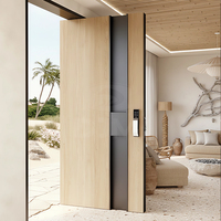 Porte d'entrée pivotante en bois massif DJMI pré-montée pour villa moderne, extérieure, sécurisée