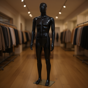 Maniquí Masculino Negro Brillante de Cuerpo Completo, 72.8 Pulgadas, en Pose de Pie, de Plástico, para Exhibición de Ropa - Product Image 2