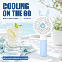 Mini ventilateur portable à brumisation rechargeable 2000 mAh, faible bruit, design lapin mignon pour voiture et camping-car, vente en gros