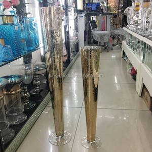 LHP060 शीर्ष बिक्री ट्रॉफी आकार सजावटी ग्लास फूलदान में सोने के रंग - Product Image 2