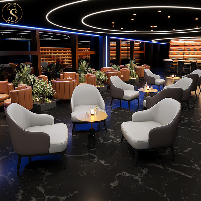 Italian Style Luxury Restaurant Dinning Table Set Furniture Round Back Seat Leather Single Armchair Sofa Chair