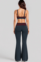 Ensemble de sport 2 pièces pour femme : Soutien-gorge de sport et pantalon évasé à taille repliable, idéal pour le fitness, le yoga et l'entraînement en salle de sport - Ropa De Mujer