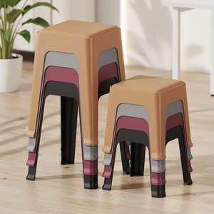 Modern Minimalist Plastic <strong>Stool</strong> with Soft Padded Seat Stackable Design Space-Saving for Home <strong>Office</strong> - Product Image 1
