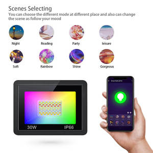 Nuevo Proyector LED RGBCW de 30W para Exteriores con WiFi Inteligente Tuya de 2.4GHz, IP66, Música y Asistencia de Voz para Decoración PST-FL-30W (2026) - Product Image 6