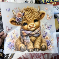Vente en gros usine : Motif de veau de dessin animé pour transfert thermique sur vêtements, en plastique, lavable, taille personnalisable, prêt à presser, pour autocollants