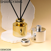 Bouteille en verre ronde de 120 ml pour diffuseur à bâtonnets, vide, avec bouchon à vis électroplaqué, pour huiles essentielles et parfums.